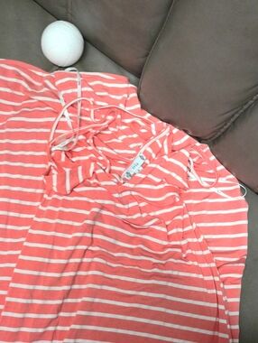 iris Coral and White Striped Tank Top